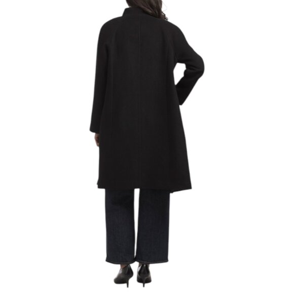 COLE HAAN Wool Burgundy Blend Asymmetric Button Coat - Picture 2 of 2